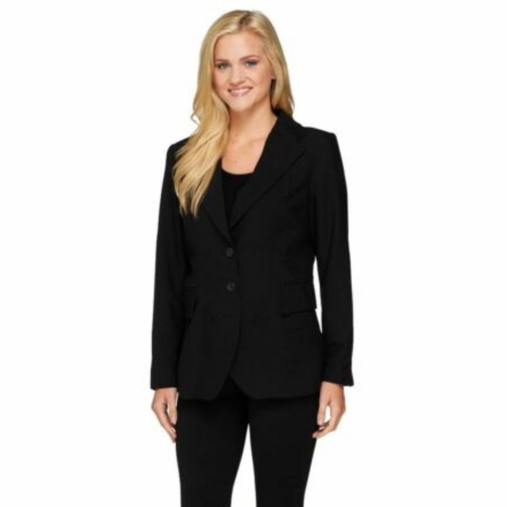 NWT MARK ZUNINO STYLE‎ BUTTON FRONT BLACK BLAZER 8